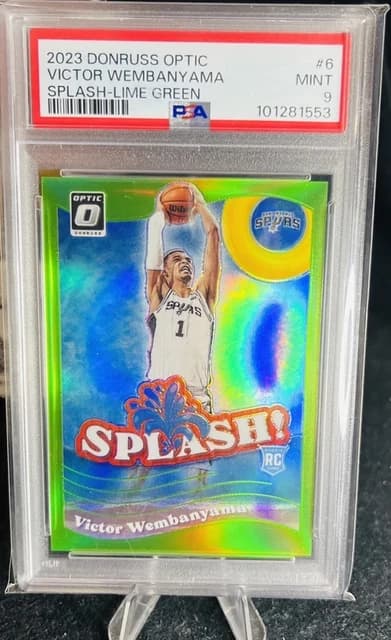Victor Wembanyama 2023-24 Donruss Optic Splash Lime Green /149 PSA 9 RC Prizm