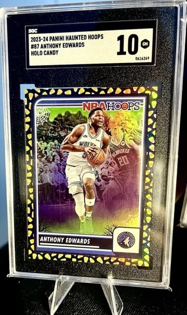 PSA 10 ANTHONY EDWARDS 2023-24 Panini Haunted Hoops #87 Holo Candy Corn SSP