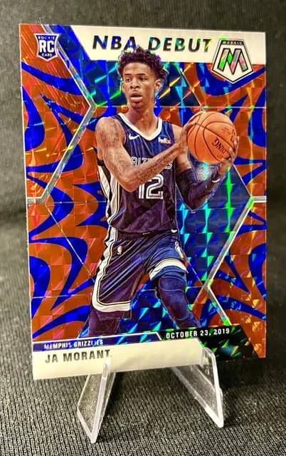 Ja Morant 2019-20 Mosaic NBA DEBUT REACTIVE BLUE PRIZM Rookie Card #274