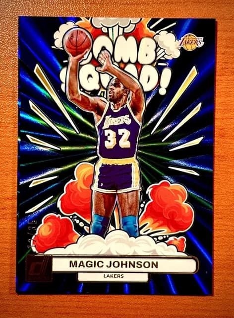 Magic Johnson Donruss 2023-24 Bomb Squad Blue Laser /35