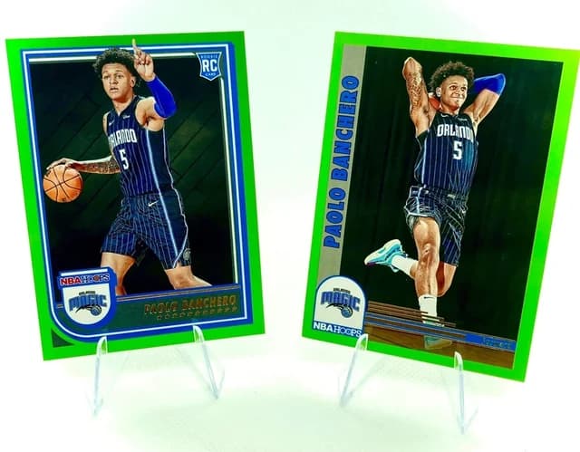 Paolo Banchero 2022-23 Panini Hoops NEON GREEN Rookie Card & Tribute #231 & #281