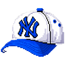 8-bit Blue NY Cap — Scroll to NBA Cards